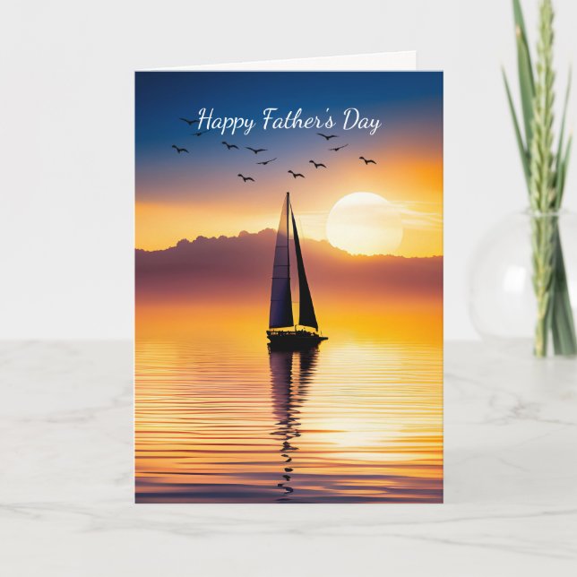 Tarjeta Amanecer en velero por el día del padre (Anverso)
