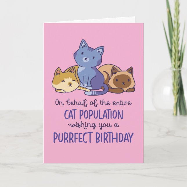 Tarjeta Amante de Gatos Adorables Cumpleaños Divertido Per (Anverso)