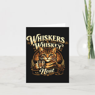 Tarjeta Amante de gatos Vintage Whiskers y Whiskey Neat
