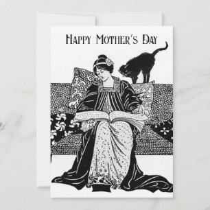 Tarjeta Amante de libros del Día de la Madre Art Nouveau V
