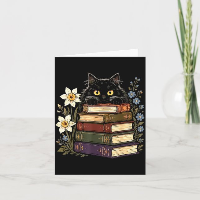 Tarjeta Amante de Libros Gato Negro (Anverso)