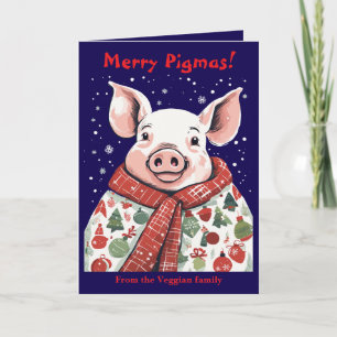 Tarjeta Amante de los Animales Cerdo de Navidad Envuelto e