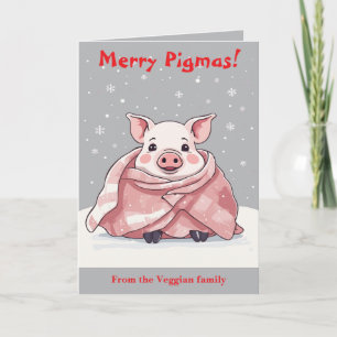Tarjeta Amante de los Animales Navidad Cerdo Lindo Envuelt