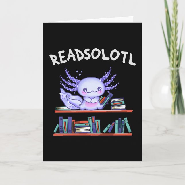 Tarjeta Amante de los libros de Readsolotl Funny Axolotl (Anverso)