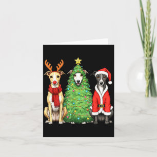 Tarjeta Amante de perro de Whippet Santa Reno de Navidad R