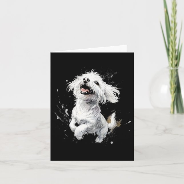 Tarjeta Amante de perro juguetón maltés (Anverso)
