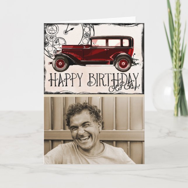 Tarjeta Amante de vagones de época | Foto de Happy Birday  (Anverso)