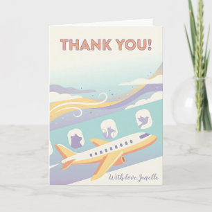Tarjeta Amante de Viajes Adorable Gracias Avión Cielo Arco