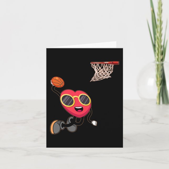 Tarjeta Amante del Baloncesto Aro Amor Día de San Valentín (Anverso)