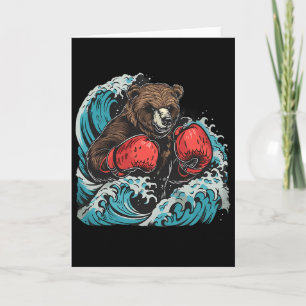 Tarjeta Amante del boxeo de osos Guantes de boxeo Kickboxi