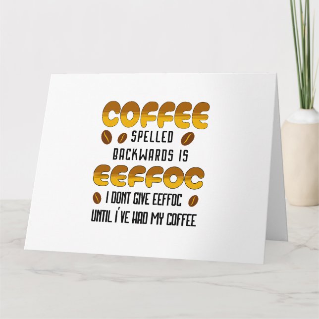 Tarjeta Amante del café con ortografía hacia atrás (Anverso)