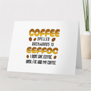 Tarjeta Amante del café con ortografía hacia atrás