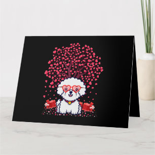 Tarjeta amante del perro bichon frise día de san valentín 