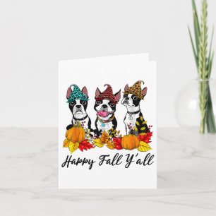 Tarjeta Amante del perro Boston Terrier Otoño Ya'll Disfra
