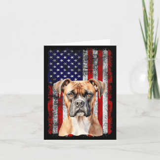 Tarjeta Amante del perro boxer bandera de EE. UU. 4 de jul