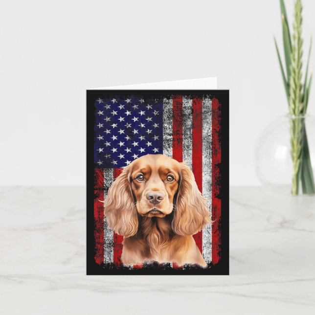 Tarjeta Amante del perro Cocker Spaniel Bandera de EE. UU. (Anverso)