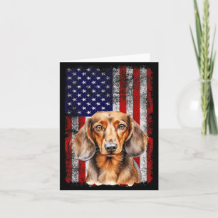 Tarjeta Amante del perro Dachshund Bandera de EE. UU. 4 de