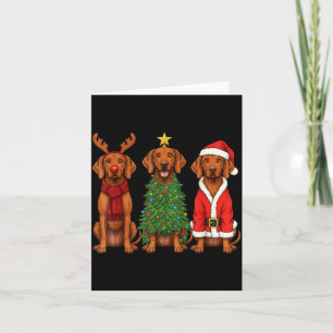 Tarjeta Amante del perro Vizsla de Navidad Retro Santa Ren