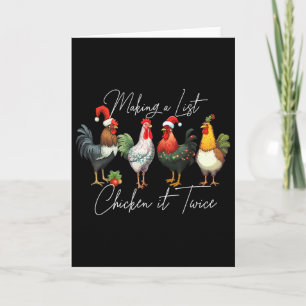 Tarjeta Amante del pollo de Navidad Sombrero de Santa Luz