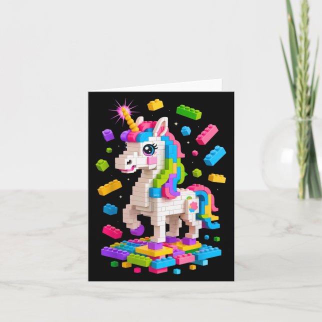 Tarjeta Amante del unicornio maestro constructor ladrillos (Anverso)