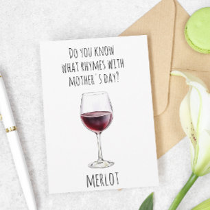 Tarjeta Amante del Vino Tinto Día de la Madre Merlot