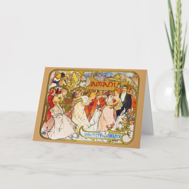Tarjeta Amantes, Alphonse Mucha (Anverso)