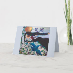 Tarjeta Amantes conectados Arte romántico y caprichoso