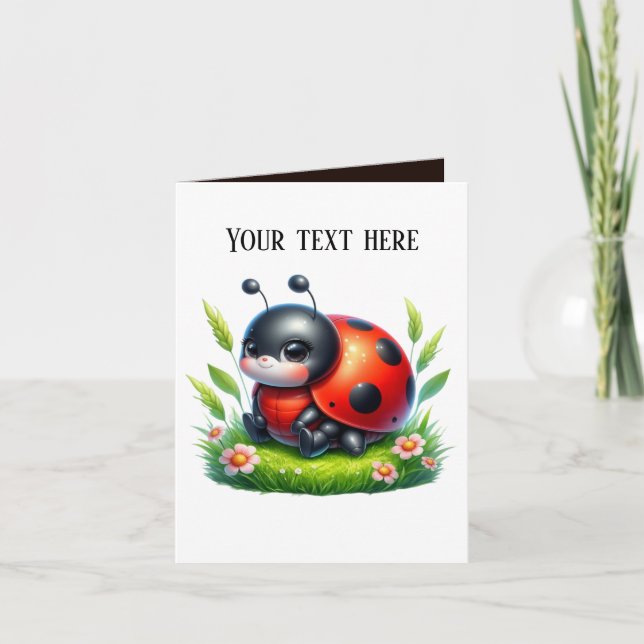 Tarjeta Amantes de cucharadita de ladybug agregan mensaje (Anverso)