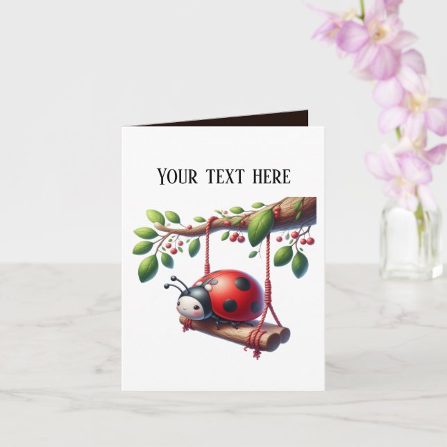 Tarjeta Amantes de cucharadita de ladybug agregan mensaje (Orquídea)