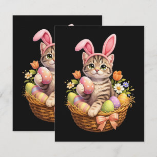 Tarjeta Amantes de Gatitos Adorables Feliz Pascua Gato