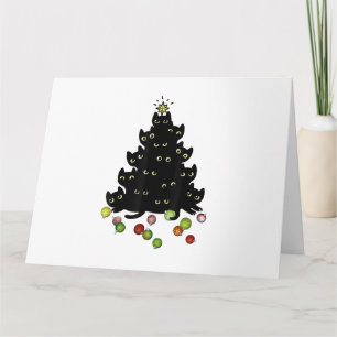 Tarjeta Amantes de Gatos Árbol de Navidad Divertido y Lind