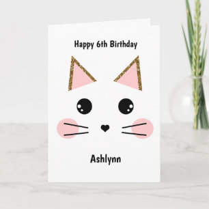 Tarjeta Amantes de gatos personalizados cumpleaños niña de