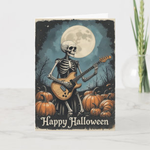 Tarjeta Amantes de la música de Halloween con esqueletos r