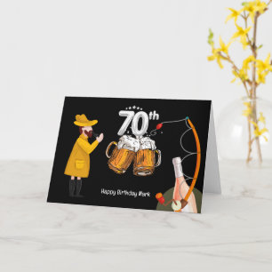 Tarjeta Amantes de la pesca 70 cumpleaños