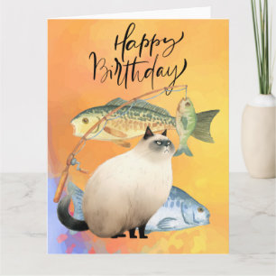 Tarjeta Amantes de la pesca del gato cumpleaños de los ama
