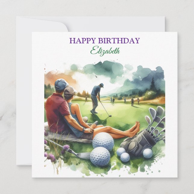 Tarjeta Amantes de las Bolas de Golf Gratis Feliz Cumpleañ (Anverso)