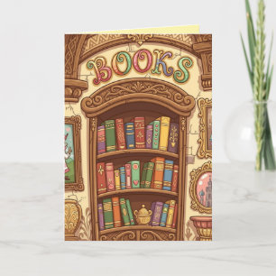 Tarjeta Amantes de los libros estantería de libros de dibu