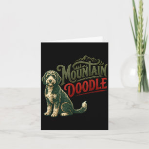 Tarjeta Amantes de perros doodle de montaña vintage retro 