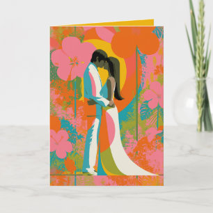 Tarjeta Amantes del Atardecer Tropical Pop Art