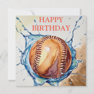 Tarjeta Amantes del Béisbol acuarela Splash Cumpleaños