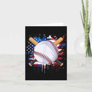 Tarjeta Amantes del béisbol Bandera americana Día de la In