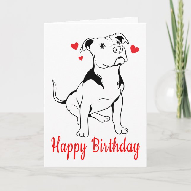 Tarjeta Amantes del Bulldog Pitbull Puppy Birthday Pittie  (Anverso)