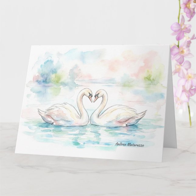 Tarjeta Amantes del Cisne - Día de San Valentín (Orquídea)