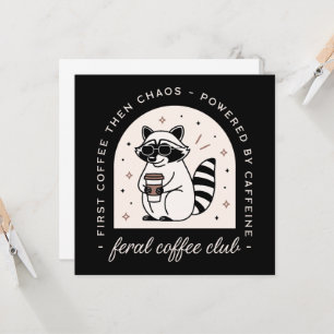 Tarjeta Amantes del club de café feral raccoon graciosos s