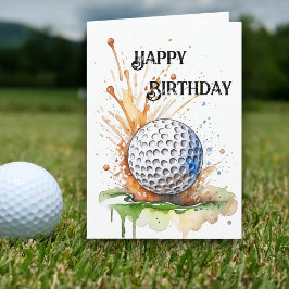 Tarjeta Amantes del golf acuarela Aniversario del Arte