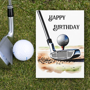 Tarjeta Amantes del Golf Watercolor Paint Art Cumpleaños