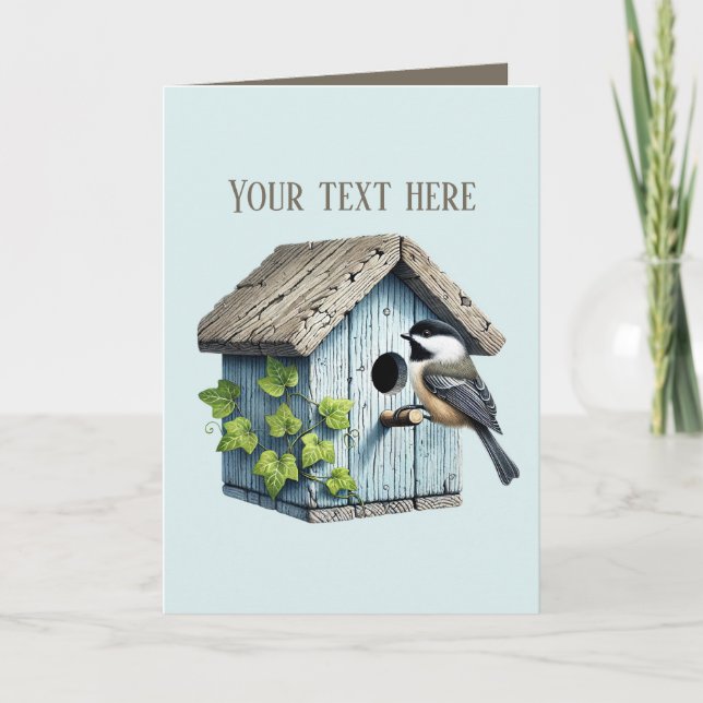 Tarjeta Amantes del pájaro carbonero lindo (Anverso)