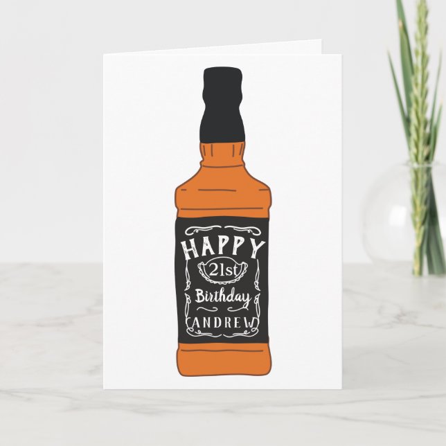 Tarjeta Amantes del whisky del cumpleaños de la botella de (Anverso)