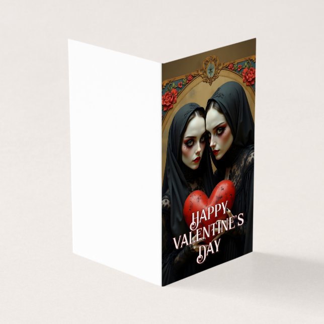 Tarjeta Amantes góticos oscuros con corazón carmesí (Exterior)