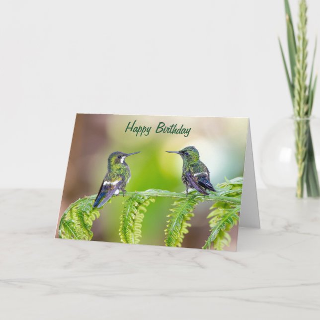 Tarjeta Amantes Hummingbirds verdes (Anverso)